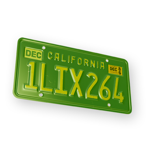 California Green License Plate